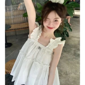 Áo baby doll xếp bèo tầng, tay cánh tiên xinh xắn