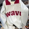 RẺ VÔ ĐỊCH] Áo hoodie cổ polo thêu chữ cái cổ điển kiểu Mỹ áo dài tay - Cổ Bẻ Khóa nửa khóa kéo